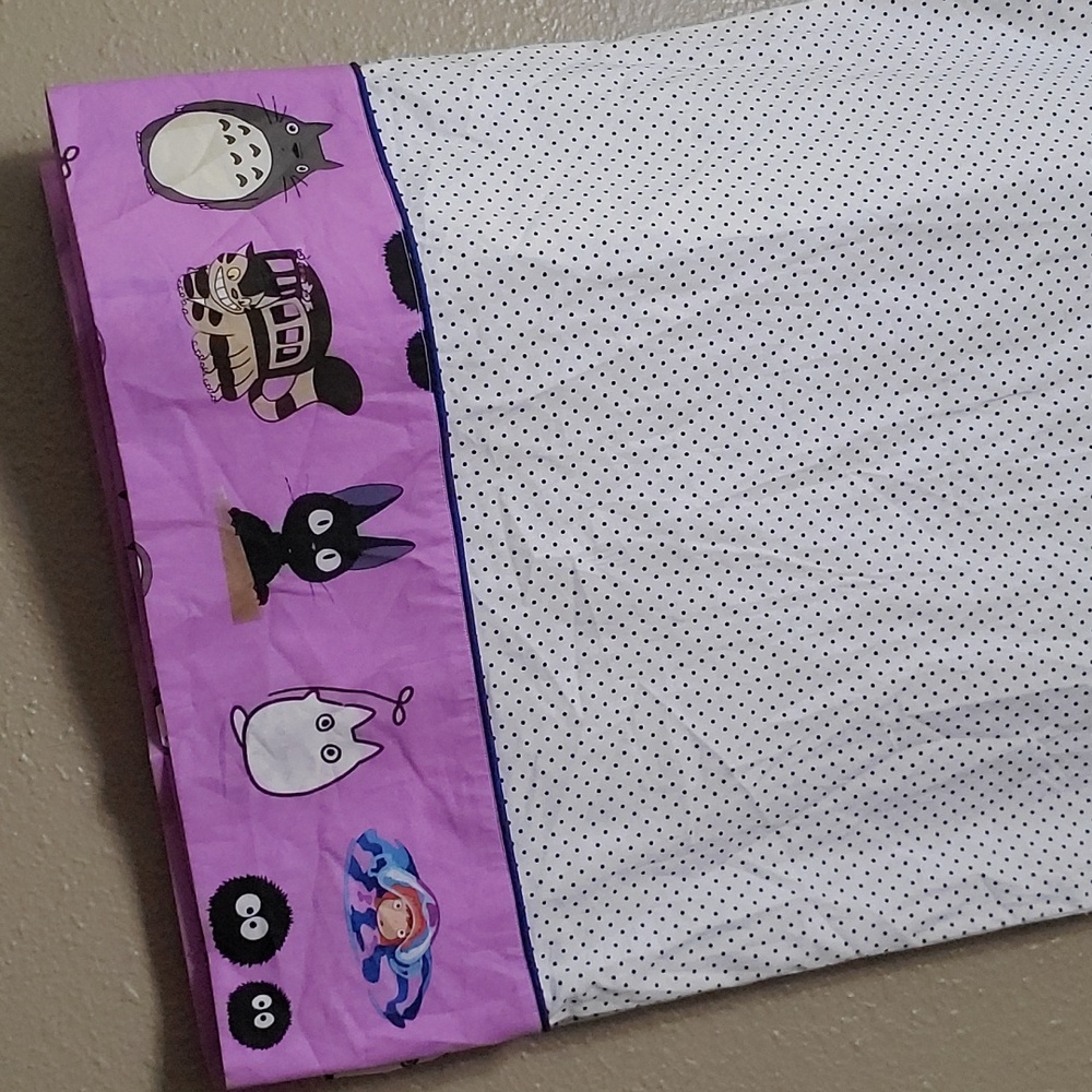 Totoro Standard Pillowcases Set of 2 Handmade Lavender B&W Polka Dots - Picture 2 of 8
